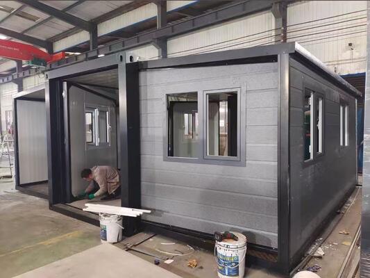 Expandable Container House with Q235B/Q345B Steel Frames, 15mm Fiber Cement Floor, and 15+ Year Lifespan